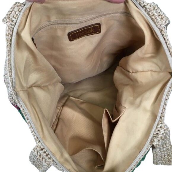 The Sak Multicolored Rainbow Striped Retro Y2K Woven Crochet Beach Tote Bag - Picture 12 of 13